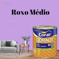 Esmalte Sintético Base Água Coral Coralit 800ml Tinta Cor Roxo Acetinado p/Madeiras e Metais e Pintura em Artesanato de MDF.