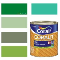 Esmalte Sintético Base Água Coral Coralit 800ml Tinta Cor Verde Acetinado p/Madeiras e Metais e Pintura em Artesanato de MDF Cor Verde Folha/Cor Verde Abacate/Cor Verde Água/Cor Verde Alecrim/Cor Verde Cana.