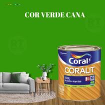 Esmalte Sintético Base Água Coral Coralit 800ml Tinta Cor Verde Acetinado p/Madeiras e Metais e Pintura em Artesanato de MDF.