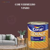 Esmalte Sintético Base Água Coral Coralit 800ml Tinta Cor Vermelho Acetinado p/Madeiras e Metais e Pintura em Artesanato de MDF