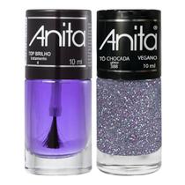 Esmalte Tô Chocada Glitter + Top Brilho 10ml Anita