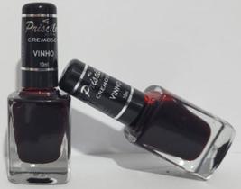 Esmaltes priscila vinho cor em dobro 2 unidades r 8,60 cada fixação e secagem rápida
