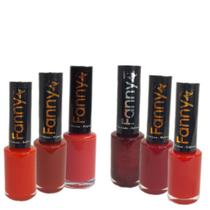 Esmaltes tons vermelhos fanny 6 unidades