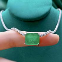 Esmeralda Paraiba Turmalina Simulada Moissanite Pingente Colar Prata Sólida 925 Jóias De Luxo