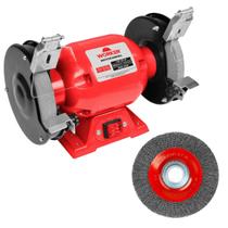Esmeril Motor De 1HP Potente Bivolt Com 2 Pedras de Afiar e 1 Escova de Aço para Tirar Ferrugem
