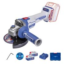 Esmerilhadeira Angular 20V 5" (125 mm) 1200W Brushless Tramontina by Total - Com 2 Baterias 20V de 4,0Ah, Carregador e Maleta Esmerilhadeira Angular 20V 5" (125 mm) 1200W Brushless Tramontina by Total - Com 2 Baterias 20V de 4,0Ah, Carregador e Maleta