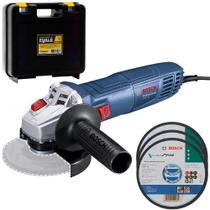 Esmerilhadeira Angular 4.1/2 POL 700W GWS700 BOSCH 3 Discos de Corte com Maleta EVALD Esmerilhadeira Angular 4.1/2 POL 700W GWS700 BOSCH 3 Discos de Corte com Maleta EVALD