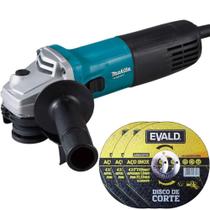 Esmerilhadeira Angular 4.1/2 POL 720W M9507B MAKITA com 3 Discos de Corte 4.1/2 POL EVALD