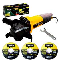 Esmerilhadeira Angular 4.1/2 POL 850W 115MM EV850 EVALD + Kit 3 Discos