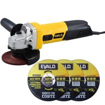 Esmerilhadeira Angular 4,1/2POL 1200W 220V com 3 Discos de Corte Inox 4,1/2POL EVALD Esmerilhadeira Angular 4,1/2POL 1200W 220V com 3 Discos de Corte Inox 4,1/2POL EVALD