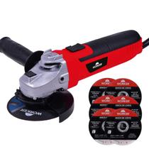 Esmerilhadeira Angular 650W 4.1/2" 6 Discos de Corte Worker