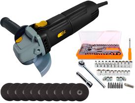 Esmerilhadeira Angular 710w 110v Lixadeira com Soquetes e Discos