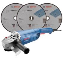 Esmerilhadeira Angular 9 POL 2200W com 3 Discos de Corte Metal 9 POL Standard BOSCH Esmerilhadeira Angular 9 POL 2200W com 3 Discos de Corte Metal 9 POL Standard BOSCH