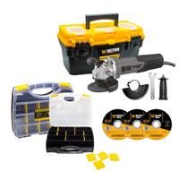 Esmerilhadeira Angular Profisional 1000W com Caixa Organizadora de Ferramentas e Acessórios Esmerilhadeira Angular Profisional 1000W com Caixa Organizadora de Ferramentas e Acessórios