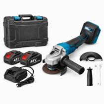 Esmerilhadeira Angular Sem Fio 48V Brushless com 2 Baterias Recarregáveis Kit Completo com Maleta Resistente Uso Profissional