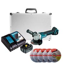 Esmerilhadeira dga504 bateria e carregador e maleta e discos
