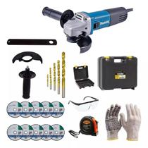 Esmerilhadeira Lixadeira Makita 4.1/2 840w 9557hng 10 Disco Kit completo