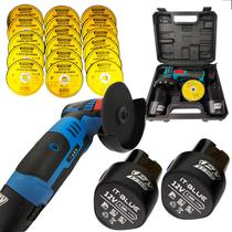 Esmerilhadeira Lixadeira Portátil Angular Recarregável Mini Sem Fio Com 2 Baterias Esmeril 12V