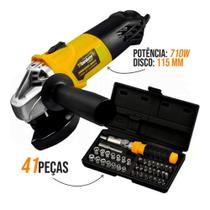 Esmerilhadeira titanium 110v/220v + jogo soquetes 40pçs