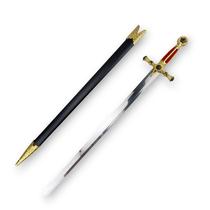 Espada Cerimonial Maçônica Vermelho E Dourada Com Bainha