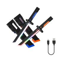 Espada De Luz Colorida Brinquedo De Batalha Com Spray Espada Laser Dupla Para Crianças