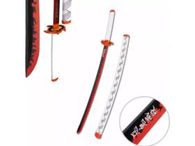 Espada Demon Slayer Kimetsu No Yaiba Katana Kyojuro Rengoku Lamina de Bambu Cosplay Decoração