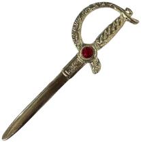 Espada Dourada 17 Cm Em Metal Com Pedra Vermelha