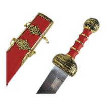 Espada Gladiador Decorativa Romana Bainha Vermelha Couro - Tenda Medieval