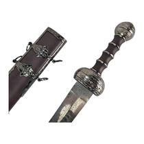 Espada Gládius Romana Bainha Marrom Couro Lamina Estampada