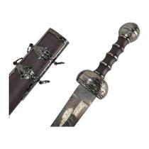 Espada Gládius Romana Bainha Marrom Couro Lamina Estampada