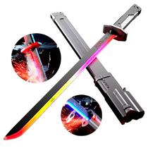 Espada Katana C/Led 80cm lança Fumaça Sai Faisca Cosplay Bat COR:PRETO Espada Katana C/Led 80cm lança Fumaça Sai Faisca Cosplay Bat COR:PRETO