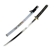 Espada Katana Decorativa Dragão Chinês Bainha Branca