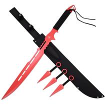 Espada Ninja Fantasia Tática Snake Eye Vermelha Lâmina de 69 cm