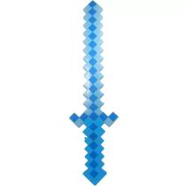 Espada Pixel Minecraft 58Cm Diamante Som E Luz À Pilha Azul