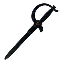 Espada Preta 17 Cm Em Metal Com Pedra Dourada