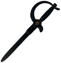 Espada Preta 17 Cm Em Metal Com Pedra Dourada