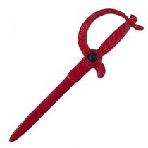 Espada Vermelha 17 Cm Em Metal Com Pedra Preta