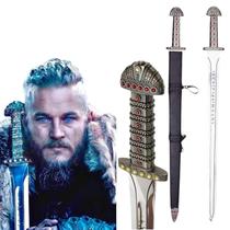 Espada Viking Ragnar Lothbrok artesanal de 40 polegadas réplica nórdica com bainha - presente para ele Espada Viking Ragnar Lothbrok artesanal de 40 polegadas réplica nórdica com bainha - presente para ele