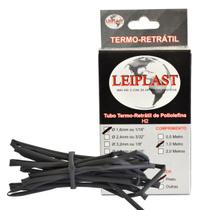 Espaguete termo Retratil 1.6 MM Preto 1 Metro Leiplast tubo retratil macarrão flexivel