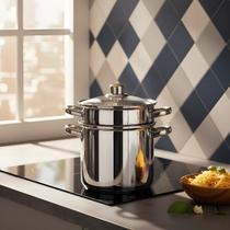 Espagueteira Brinox Savoy 5L Inox Fundo Triplo Indução Com Cesto Escorredor CoziPasta Original Nota Fiscal Espagueteira Brinox Savoy 5L Inox Fundo Triplo Indução Com Cesto Escorredor CoziPasta Original Nota Fiscal