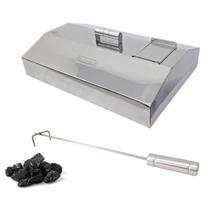 Espalhador Brasa Carvão + Abafador Inox 56cm, Churrasqueira