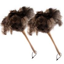 Espalhador de penas de avestruz THARAHT, alça fofa de madeira natural de 41 cm