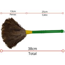 Espanador De Pó 38cm Com Pluma De Avestruz Limpa Poeira