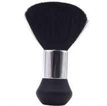 Espanador Pincel Umi Bolinha Cromado Para Cabeleireiro e Barbearia Barbeiro com Cerdas Macias Preta Para Remover Pelos e Fios de Cabelo