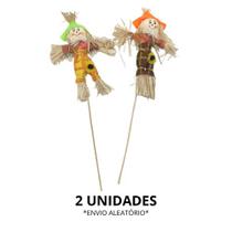 Espantalho De Palha C/ Palito Para Festas Juninas Pequenas