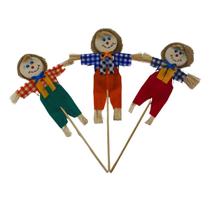 Espantalho de palha junino 30cm decorativo KIT c/ 3 unidades