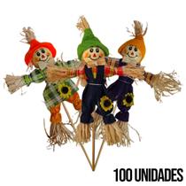 Espantalho Festa Junina no Palito 32cm x 10cm - 100 Unidades