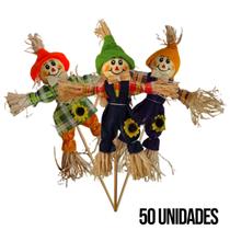 Espantalho Festa Junina no Palito 32cm x 10cm - 50 Unidades