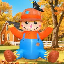 Espantalho inflável TURNMEON 1,5 m com corvo com decoração de outono de LED Espantalho inflável TURNMEON 1,5 m com corvo com decoração de outono de LED