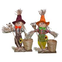Espantalho Junino Decorativo com Cesto e Rastelo - 30cm